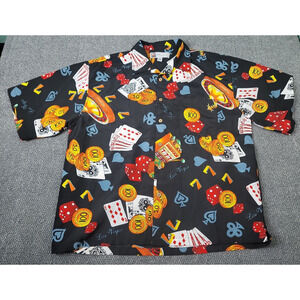 Passion Men's Shirt XXL Las Vegas Gambling Deck Of Cards Dice Slots Vintage